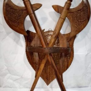 Handcrafted Wooden Wall Décor – Royal Crossed Axe Heritage Design
