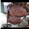 2-Tier Wooden Serving Trolley with Wheels